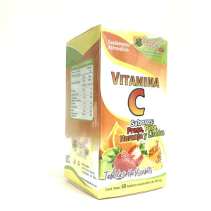 TABLETAS MASTICABLES VITAMINA C SABOR FRESA, PIÑA, NARANJA Y LIMON C/60 SANDY